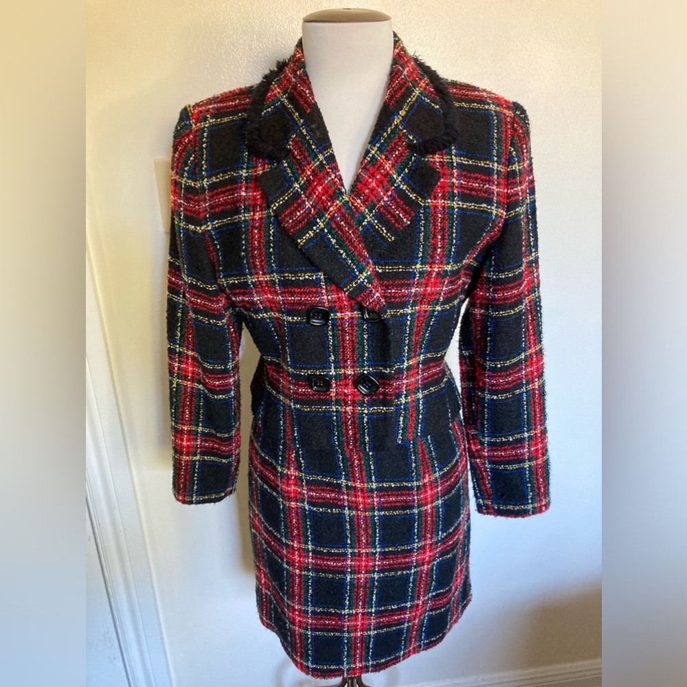 Kasper Plaid Tweed Blazer & Skirt Suit